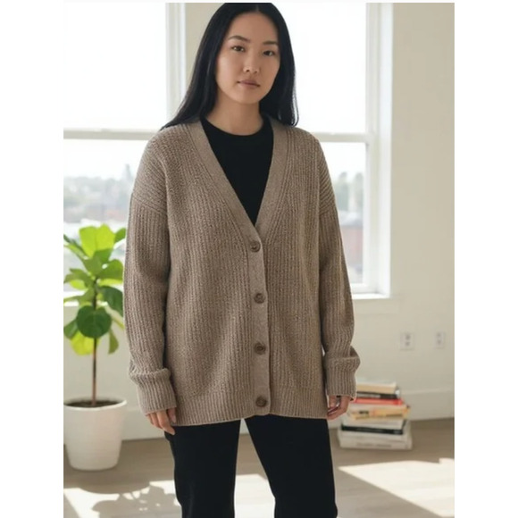 Jenni Kayne S Oversized 100% Cashmere Cocoon Cardigan Sweater Undyed Stone XXS - Picture 8 of 8